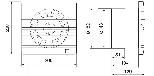 Габаритні розміри вентилятора S&P DECOR-300 CHZ