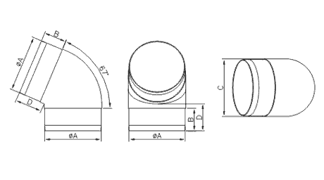 Габаритные размеры Dospel D/KO 100/67º