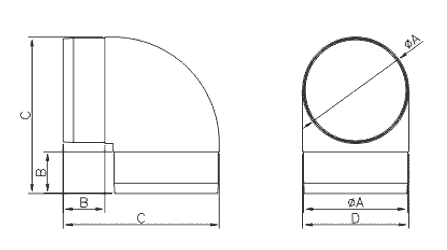 Габаритные размеры Dospel D/KO 100/90º