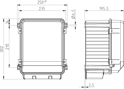 Габаритные размеры Systemair FRQS-4A