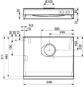 Габаритные размеры Кухонные вытяжные зонты Systemair F251-14 Cookerhood, white (ECV/B)