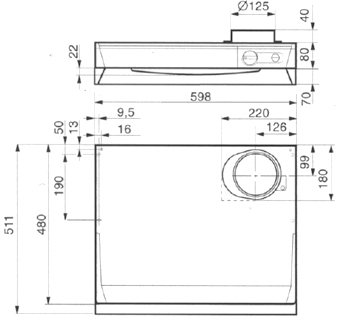 Габаритные размеры Кухонные вытяжные зонты Systemair 251-10/B Cookerhood EV/B,EH/B white