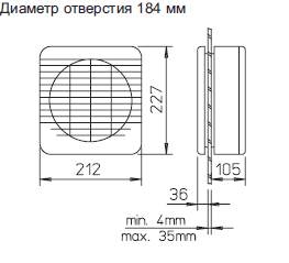 Габаритные размеры вентилятора Оконные вентиляторы GX Helios GX 150
