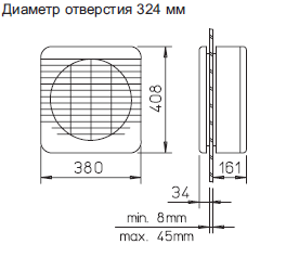 Габаритные размеры вентилятора Оконные вентиляторы GX Helios GX 300