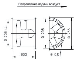 Габаритные размеры высокомощного осевого вентилятора Высокомощные осевые вентиляторы HQ/HW/HS/HRF Helios HRFW 200/2