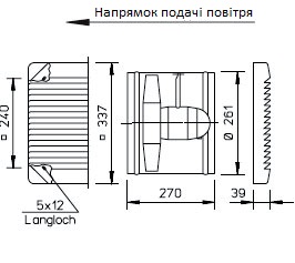 Габаритні розміри високопотужного осьового вентилятора Високопотужні осьові вентилятори HQ/HW/HS/HRF Helios HSW 250/2