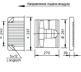 Габаритные размеры высокомощного осевого вентилятора Высокомощные осевые вентиляторы HQ/HW/HS/HRF Helios HSW 250/2