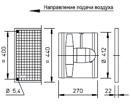 Габаритные размеры высокомощного осевого вентилятора Высокомощные осевые вентиляторы HQ/HW/HS/HRF Helios HSD 400/8/4