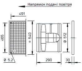 Габаритні розміри високопотужного осьового вентилятора Високопотужні осьові вентилятори HQ/HW/HS/HRF Helios HSD 500/12/6