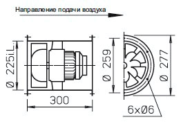 Габаритные размеры канального вентилятора высокого давления Серия RADAX© VAR Helios VARW 225/4