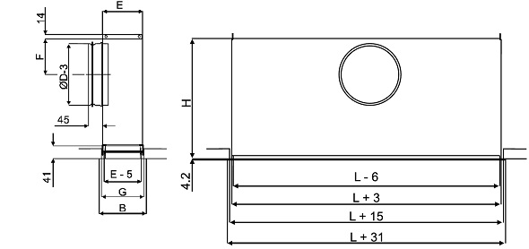 Габаритные размеры камеры Systemair Hella-AT-PB-2400-2 Plenum box