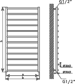 Габаритні розміри сушки для рушників Heat Point Класік HP 1550х500