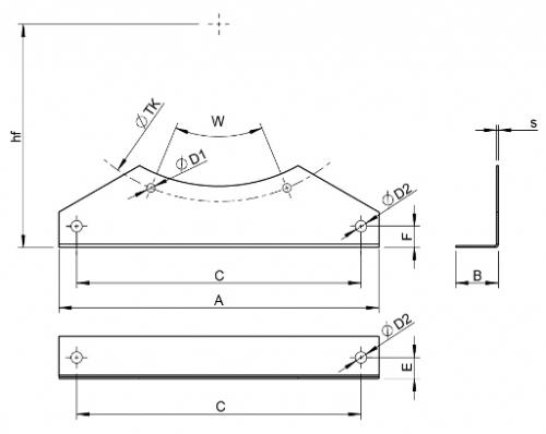 Габаритные размеры монтажного кронштейна Кронштейны Systemair MFA AXC/AM 1250 Mounting Foot