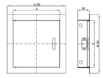 Габаритные размеры Дверцы ревизионные Dospel Magnat 400x400
