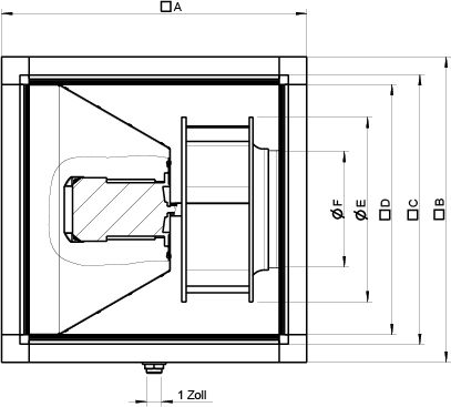 Габаритные размеры вентилятора Systemair MUB/T 042 450D4-IE2