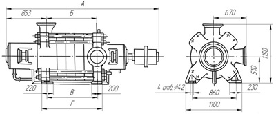Габаритні розміри насоса ЦНС 850-480