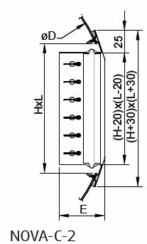 Габаритные размеры Systemair NOVA-C-2-325x125 Grille