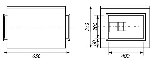 Габаритні розміри канального вентилятора в ізольованому корпусі Ostberg IRE 40x20 A