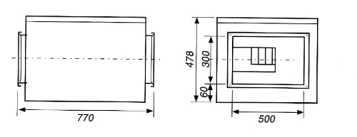 Габаритные размеры канального  вентилятора в изолированном крпусе Ostberg IRE 50x30 C