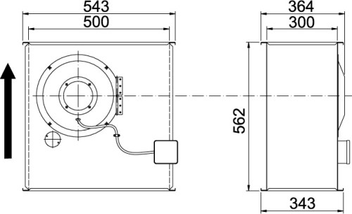 Габаритные размеры канального  вентилятора Ostberg RK 500x300 B3