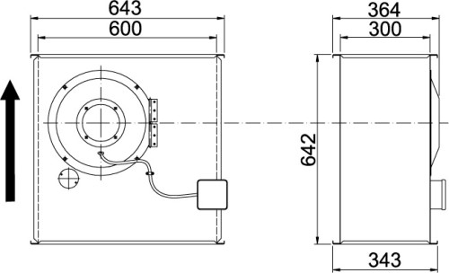 Габаритные размеры канального  вентилятора Ostberg RK 600x300 F1