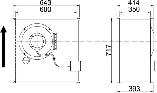 Габаритные размеры канального  вентилятора Ostberg RK 600x350 C3