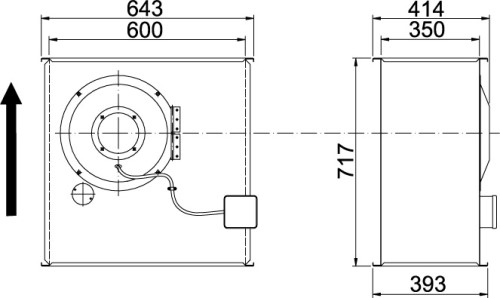 Габаритні розміри канального вентилятора Ostberg RK 600x350 E1