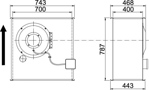 Габаритные размеры канального  вентилятора Ostberg RK 700x400 A3