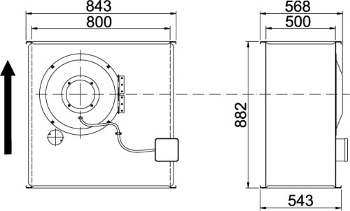Габаритные размеры канального  вентилятора Ostberg RK 800x500 C3