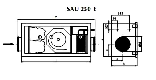 Габаритні розміри припливної установки Ostberg SAU 250 E
