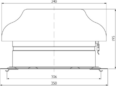 Габаритні розміри дахового вентилятора Ostberg TKC 300 A