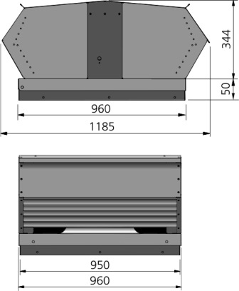 Габаритні розміри дахового вентилятора Ostberg TKV 960 D3