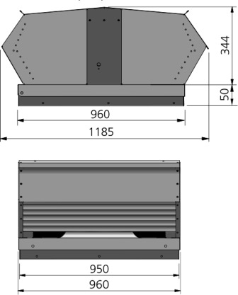Габаритні розміри дахового вентилятора Ostberg TKV 960 J3