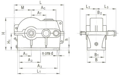 Габаритні розміри редуктора РЦД-350