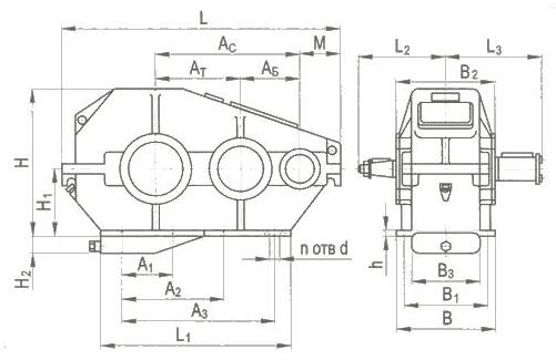 Габаритні розміри редуктора РМ-350