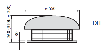 Габаритні розміри вибухозахищенного дахового вентилятора DH 310 K-4D exstb.