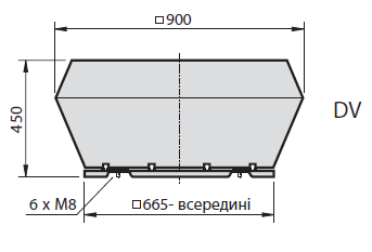 Габаритні розміри енергозберігаючого дахового вентилятора DVW 500-G.6 IF з датчиком тиску