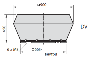 Габаритные размеры энергосберегающего крышного вентилятора DV 450-G.5 FA с датчиком давления