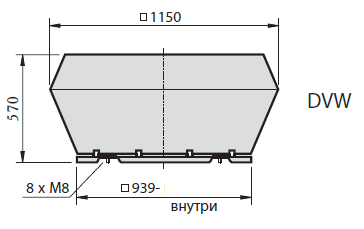 Габаритные размеры энергосберегающего крышного вентилятора DVW 560-G.6 IF с датчиком давления