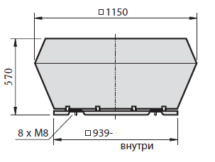 Габаритні розміри вибухозахищенного дахового вентилятора DV 630-6-6D exstb.