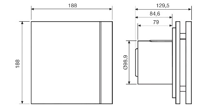 Габаритні розміри вентилятора S&P SILENT-100 DESIGN ECOWATT CZ
