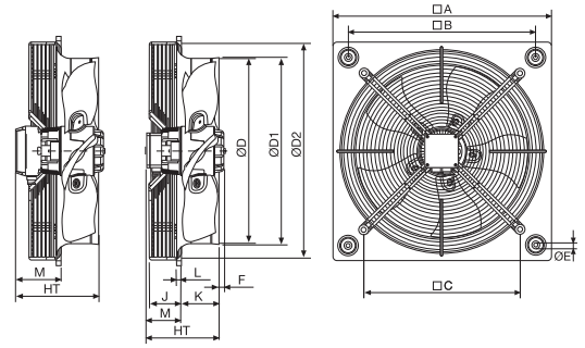 Габаритные размеры Soler&Palau HXTR/4-355 *400V 50*