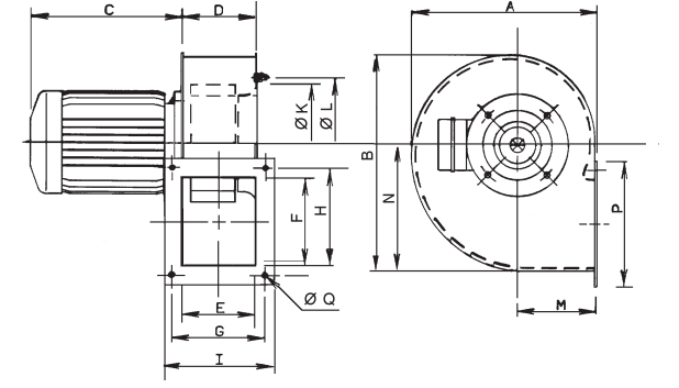 Габаритні розміри Soler&Palau CMT/4-200/080 0,25KW *2/4V 50* LG