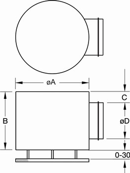 Габаритные  характеристики для диффузора Диффузоры Systemair TSR-100 ceiling diffuser 30G