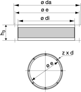 Габаритные размеры вставки Гибкие вставки Systemair EV-AXC 1400 flex.conn. 70°C