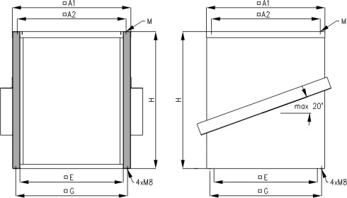 Габаритные размеры Systemair FDVE/F 630/800 Flat roof socket DVV