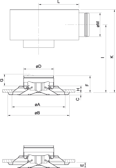 Габаритные  характеристики для диффузора Диффузоры Systemair Konika-A-400 Diffuser