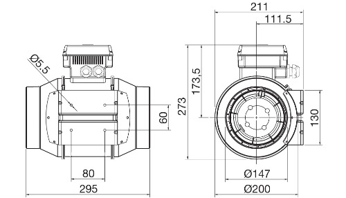 Габаритні розміри вентилятора TD-500/150 ECOWATT