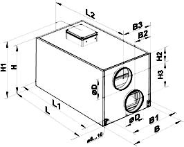 Габаритні рзміри припливно-витяжної установки Вентс ВУТ 1500 ЕГ