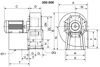 Габаритні розміри Soler&Palau CRMT/4-450/185 5,5KW (400V50HZ) LG